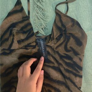 Norma Kamali Brown and Black Animal Print maxi Dress